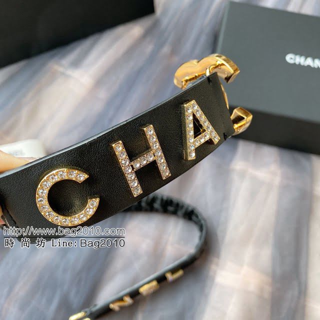 Chanel女士皮帶 香奈兒cc經典logo扣精品彈力扣腰帶  jjp1154